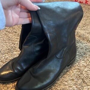 Stuart Weitzman black leather pull on zip mid calf boots size 6.5